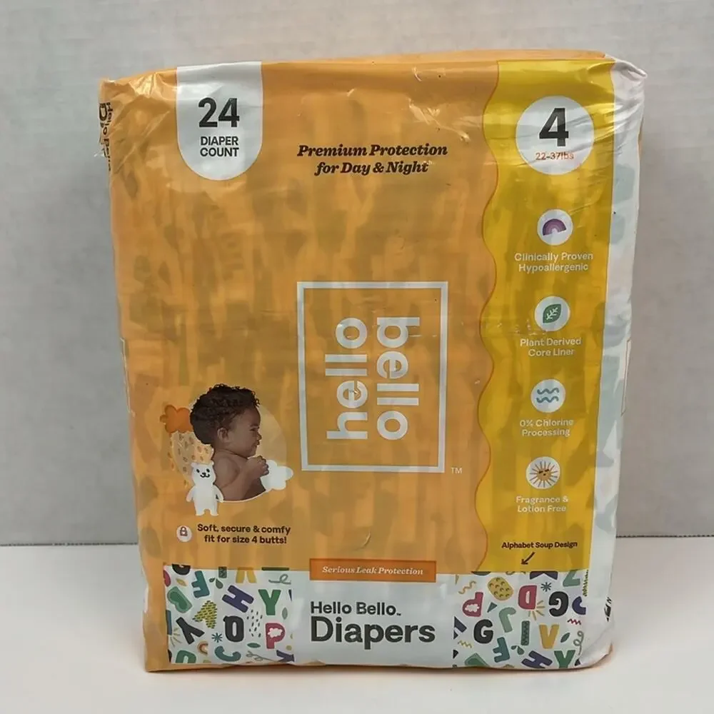 Hello Bello Diapers 24 Count Size 4 + Pampers Multi-Use Wipes 56 Count